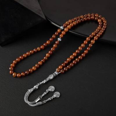 Hessonit Lal Doğal Taş Tesbih 99luk - 6mm - 2