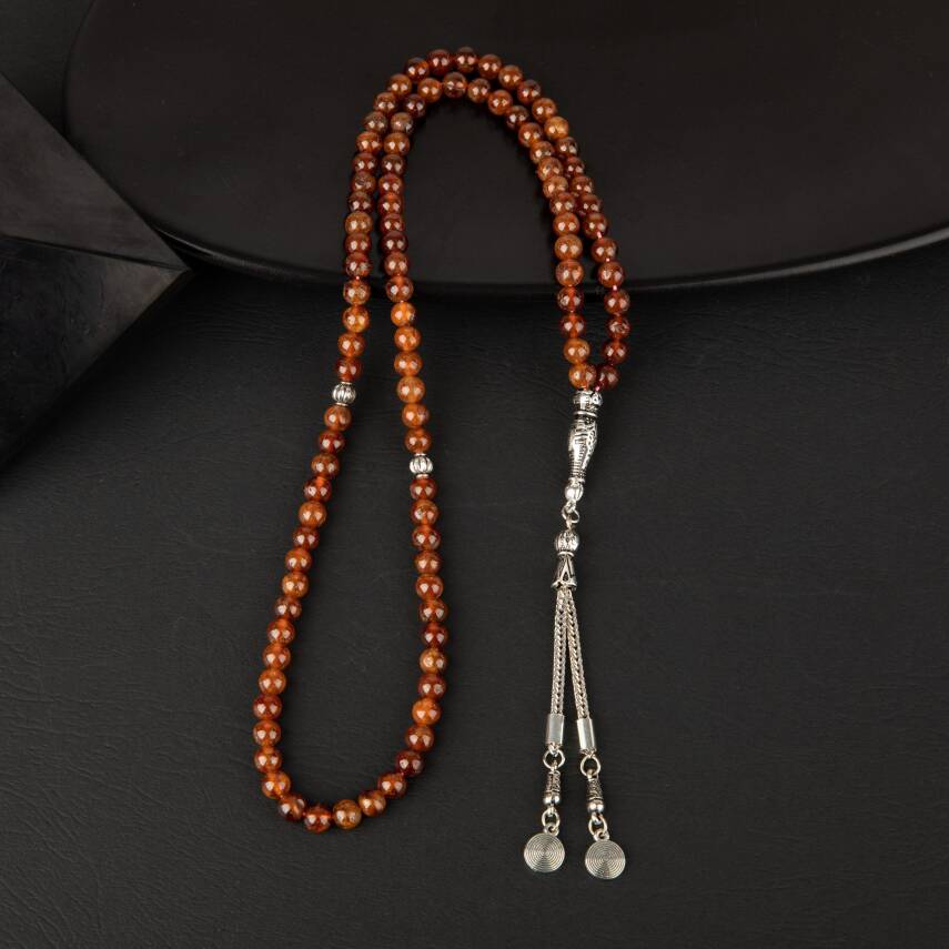 Hessonit Lal Doğal Taş Tesbih 99luk - 6mm - 3