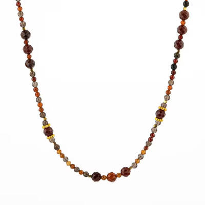 Hessonit Lal-Dumanlı Kuvars-Obsidyen Doğal Taş Kolye - 2