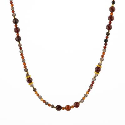 Hessonit Lal-Dumanlı Kuvars-Obsidyen Doğal Taş Kolye - Osmanlı Doğaltaş