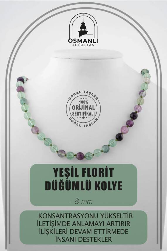 Hint Akiği 8 mm Dizi Doğal Taş Kolye - 1