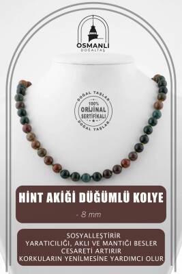 Hint Akiği 8 mm Düğümlü Doğal Taş Kolye - Osmanlı Doğaltaş