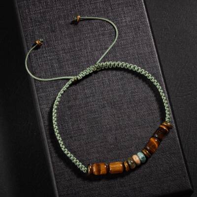 Hint Akik-Kaplan Gözü-Hematit Doğal Taş Erkek Tasarım Bileklik - 3