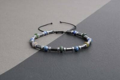 Hint Akik-Lapis Lazuli-Hematit Doğal Taş Bileklik - 5