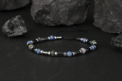 Hint Akik-Lapis Lazuli-Hematit Doğal Taş Bileklik - 3