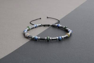 Hint Akik-Lapis Lazuli-Hematit Doğal Taş Bileklik - 5