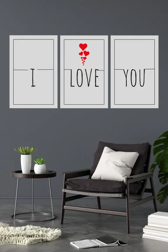 I love you 3lü Mdf Tablo - 1