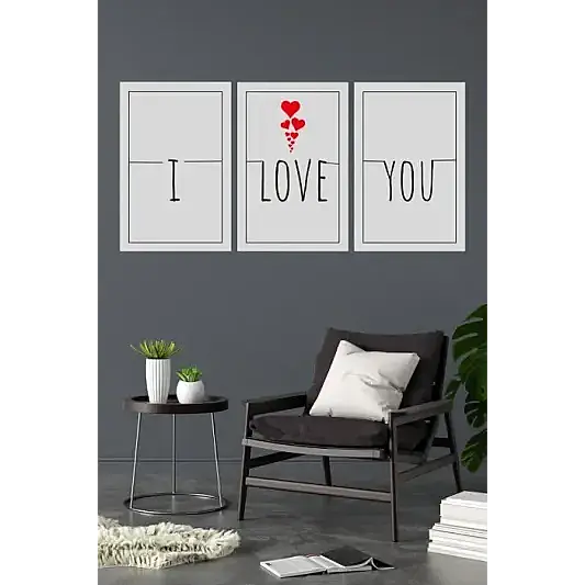 I love you 3lü Mdf Tablo - 4