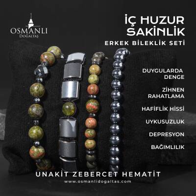 İç Huzur Sakinlik Doğal Taş Erkek Bileklik Seti - Osmanlı Doğaltaş
