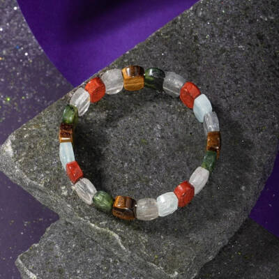 İkizler Burcu Bileklik Akuamarin, Kaplan Gözü, Kristal Kuvars, Labradorit, Obsidyen, Yeşim - 4