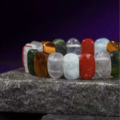 İkizler Burcu Bileklik Akuamarin, Kaplan Gözü, Kristal Kuvars, Labradorit, Obsidyen, Yeşim - 8