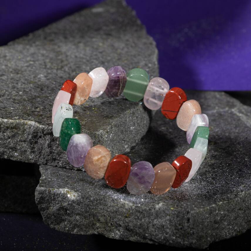 İkizler Burcu Bileklik Akuamarin, Kaplan Gözü, Kristal Kuvars, Labradorit, Obsidyen, Yeşim - 1