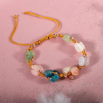 İkizler Burcu Bileklik Ay Taşı, Güneş Taşı, Kalsedon, Kiyanit, Mavi Apatit, Pembe Kuvars, Yeşil Aventurin - 4