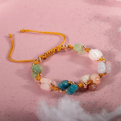 İkizler Burcu Bileklik Ay Taşı, Güneş Taşı, Kalsedon, Kiyanit, Mavi Apatit, Pembe Kuvars, Yeşil Aventurin - 6