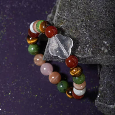 İkizler Burcu Bileklik Ay Taşı, Güneş Taşı, Kaplan Gözü, Kırmızı Akik, Pembe Kuvars, Yeşim - 4