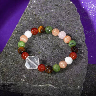 İkizler Burcu Bileklik Ay Taşı, Güneş Taşı, Kaplan Gözü, Kırmızı Akik, Pembe Kuvars, Yeşim - 6