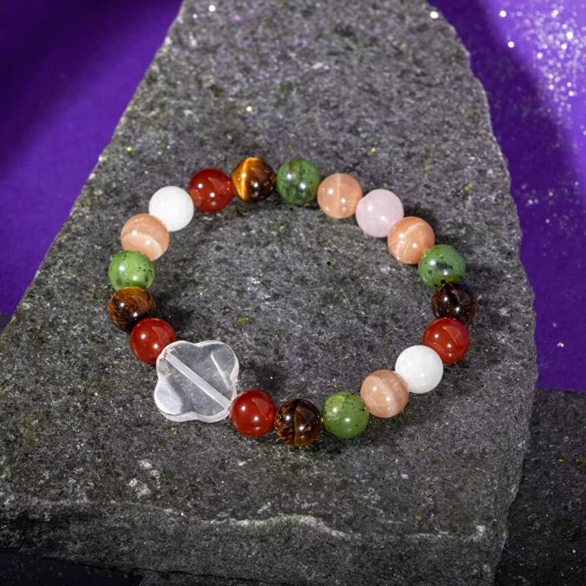 İkizler Burcu Bileklik Ay Taşı, Güneş Taşı, Kaplan Gözü, Kırmızı Akik, Pembe Kuvars, Yeşim - 6