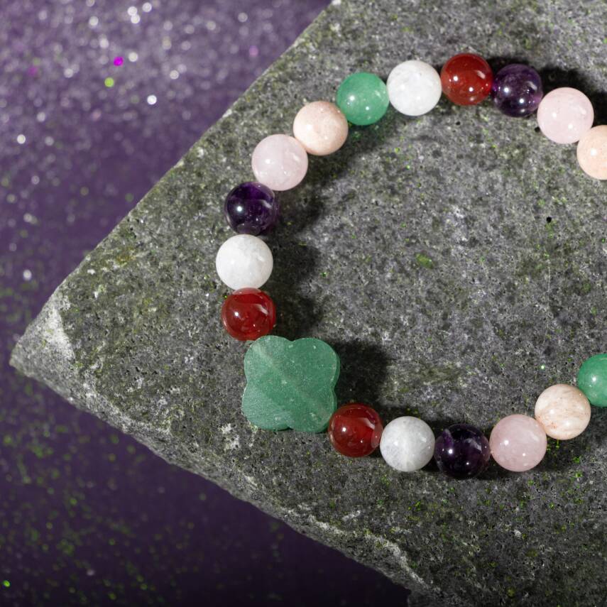 İkizler Burcu Bileklik Ay Taşı, Güneş Taşı, Kaplan Gözü, Kırmızı Akik, Pembe Kuvars, Yeşim - 1