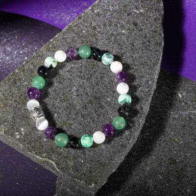 İkizler Burcu Bileklik Ay Taşı, Güneş Taşı, Kaplan Gözü, Kırmızı Akik, Pembe Kuvars, Yeşim - 4