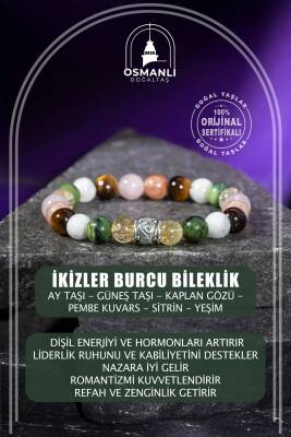 İkizler Burcu Bileklik Ay Taşı, Güneş Taşı, Kaplan Gözü, Pembe Kuvars, Sitrin, Yeşim - 2