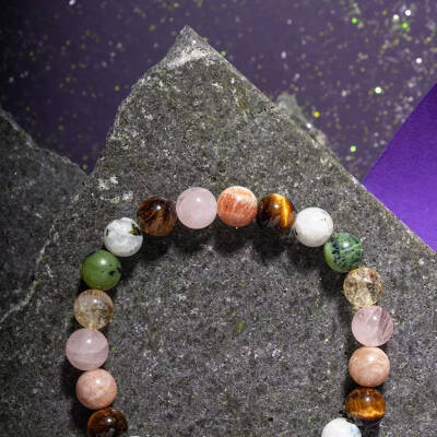 İkizler Burcu Bileklik Ay Taşı, Güneş Taşı, Kaplan Gözü, Pembe Kuvars, Sitrin, Yeşim - 4