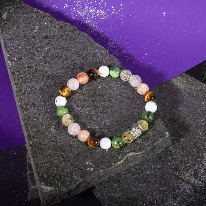 İkizler Burcu Bileklik Ay Taşı, Güneş Taşı, Kaplan Gözü, Pembe Kuvars, Sitrin, Yeşim - 5