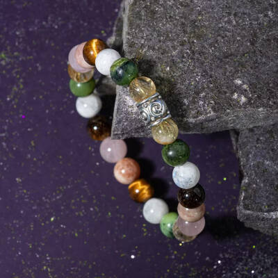 İkizler Burcu Bileklik Ay Taşı, Güneş Taşı, Kaplan Gözü, Pembe Kuvars, Sitrin, Yeşim - 6