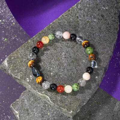 İkizler Burcu Bileklik Güneş Taşı, Kaplan Gözü, Kırmızı Akik, Kristal Kuvars, Rutilli Kuvars, Sitrin, Yeşim - 3