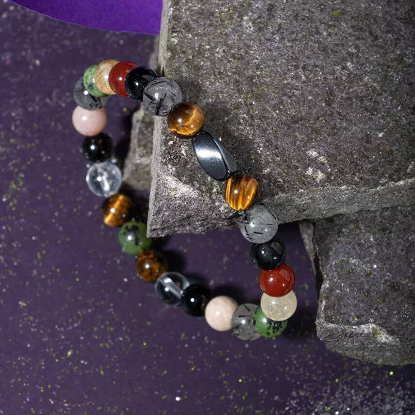 İkizler Burcu Bileklik Güneş Taşı, Kaplan Gözü, Kırmızı Akik, Kristal Kuvars, Rutilli Kuvars, Sitrin, Yeşim - 5