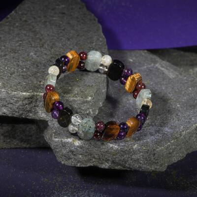 İkizler Burcu Bileklik Güneş Taşı, Kaplan Gözü, Kırmızı Akik, Kristal Kuvars, Rutilli Kuvars, Sitrin, Yeşim - 3