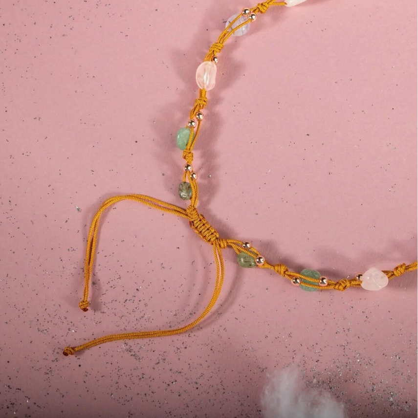 İkizler Burcu Kolye Ay Taşı, Güneş Taşı, Kalsedon, Kiyanit, Mavi Apatit, Pembe Kuvars, Yeşil Aventurin - 3