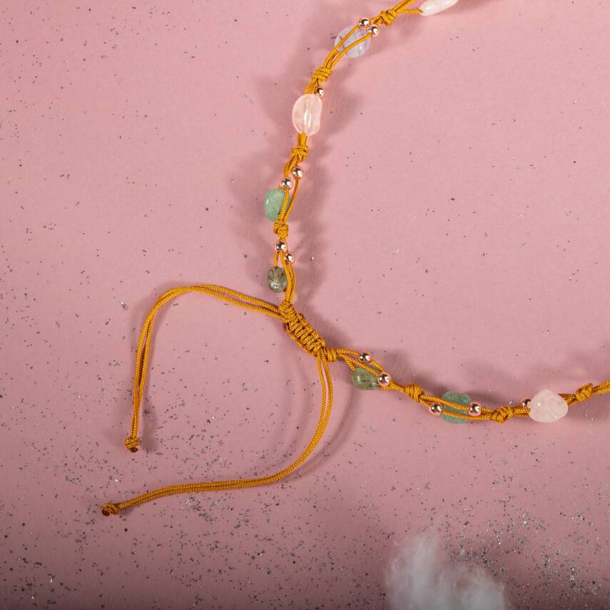 İkizler Burcu Kolye Ay Taşı, Güneş Taşı, Kalsedon, Kiyanit, Mavi Apatit, Pembe Kuvars, Yeşil Aventurin - 4