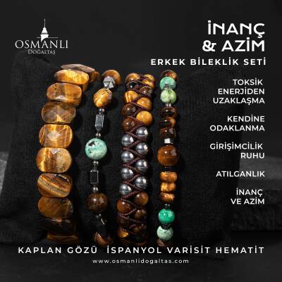 İnanç ve Azim Doğal Taş Erkek Bileklik Seti - Osmanlı Doğaltaş