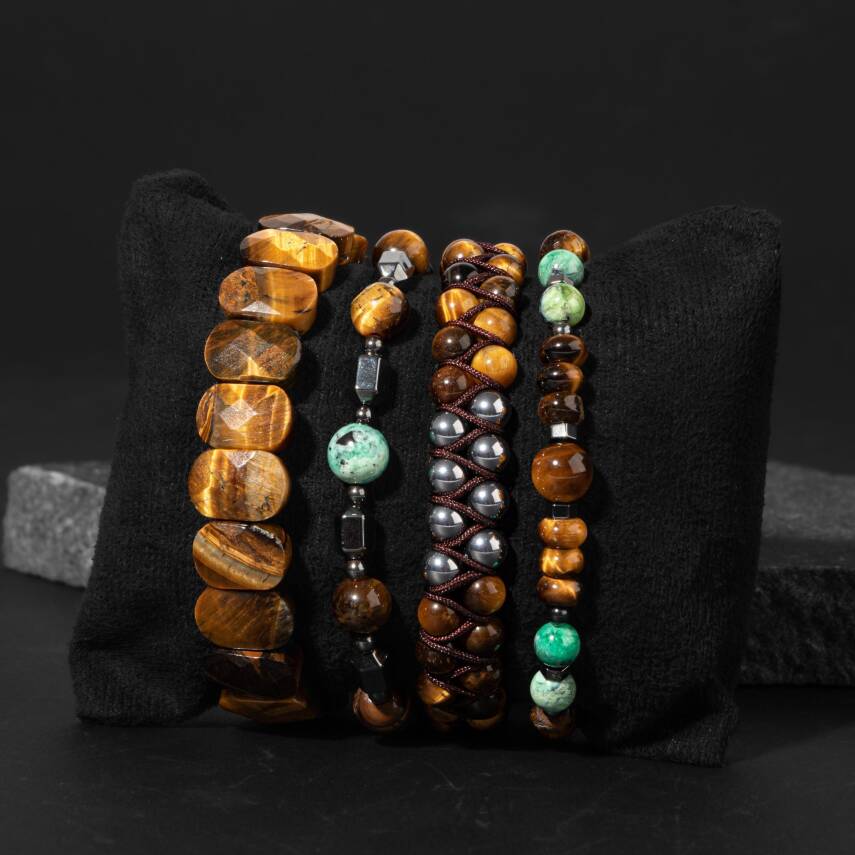 İnanç ve Azim Doğal Taş Erkek Bileklik Seti - 2