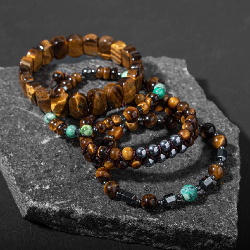 İnanç ve Azim Doğal Taş Erkek Bileklik Seti - 5