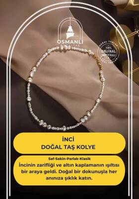 İnci Altın Kaplama Doğal Taş Kolye - Osmanlı Doğaltaş