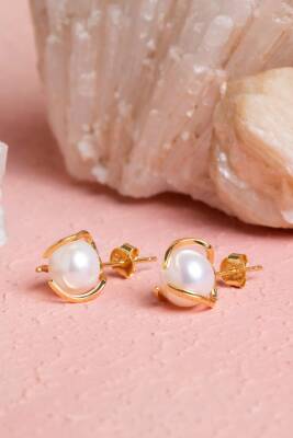 İnci Altın Kaplama Doğal Taş Küpe - Osmanlı Doğaltaş