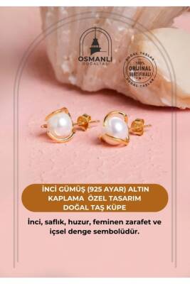 İnci Altın Kaplama Doğal Taş Küpe - 2