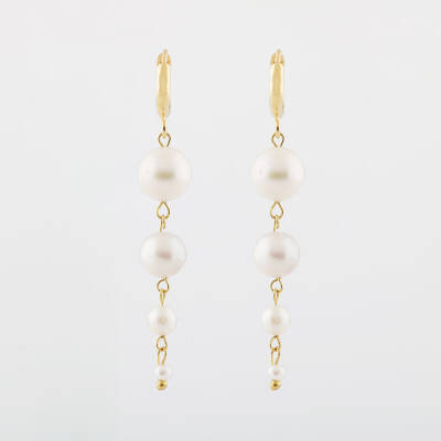 İnci Altın Kaplama Doğal Taş Küpe - Osmanlı Doğaltaş