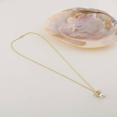 İnci Altın Kaplama Zincir Doğal Taş Kolye - Osmanlı Doğaltaş