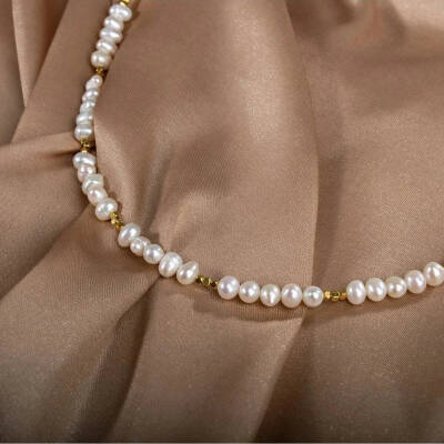 İnci Doğal Taş Altın Kaplama Kapama Kolye - 6