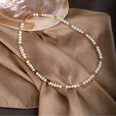 İnci Doğal Taş Altın Kaplama Kapama Kolye - 7