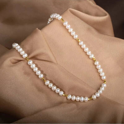 İnci Doğal Taş Altın Kaplama Kapama Kolye - 8