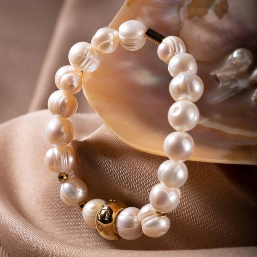 İnci Doğal Taş Bileklik - 5
