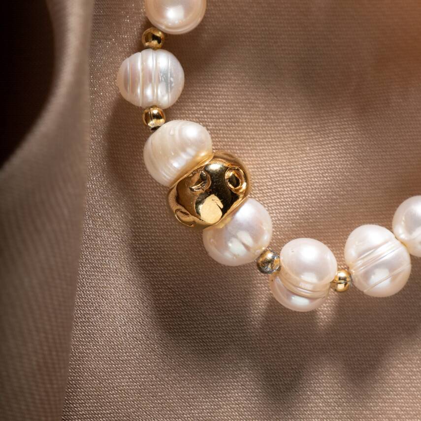 İnci Doğal Taş Bileklik - 5