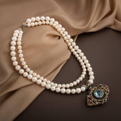 İnci Doğal Taş El İşlemesi Koleksiyon Topaz Kolye - 42cm - Osmanlı Doğaltaş