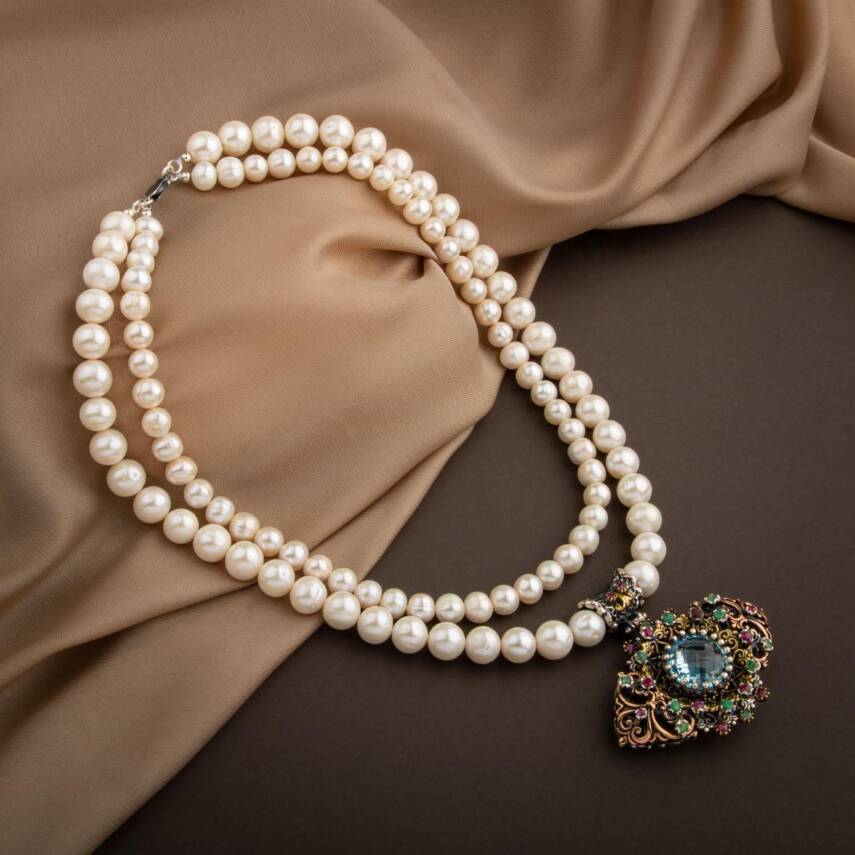 İnci Doğal Taş El İşlemesi Koleksiyon Topaz Kolye - 42cm - 1