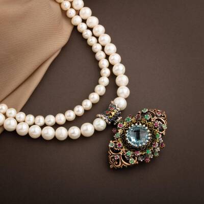 İnci Doğal Taş El İşlemesi Koleksiyon Topaz Kolye - 42cm - 2