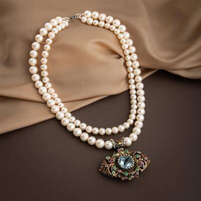 İnci Doğal Taş El İşlemesi Koleksiyon Topaz Kolye - 42cm - 3