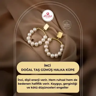 İnci Doğal Taş Gümüş Halka Küpe - Doğal Taş (1)